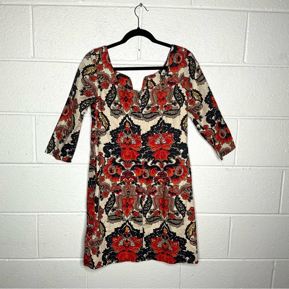 < J. Crew 100% Linen Floral Pattern Shift Dress > - Picture 3 of 3